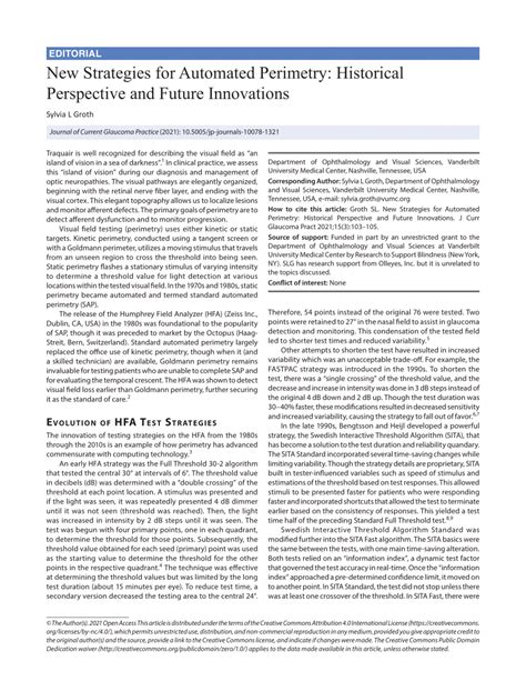 New Strategies for Automated Perimetry: Historical Perspective .